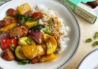 Air Fryer Teriyaki Sausage & Vegetable Bowls